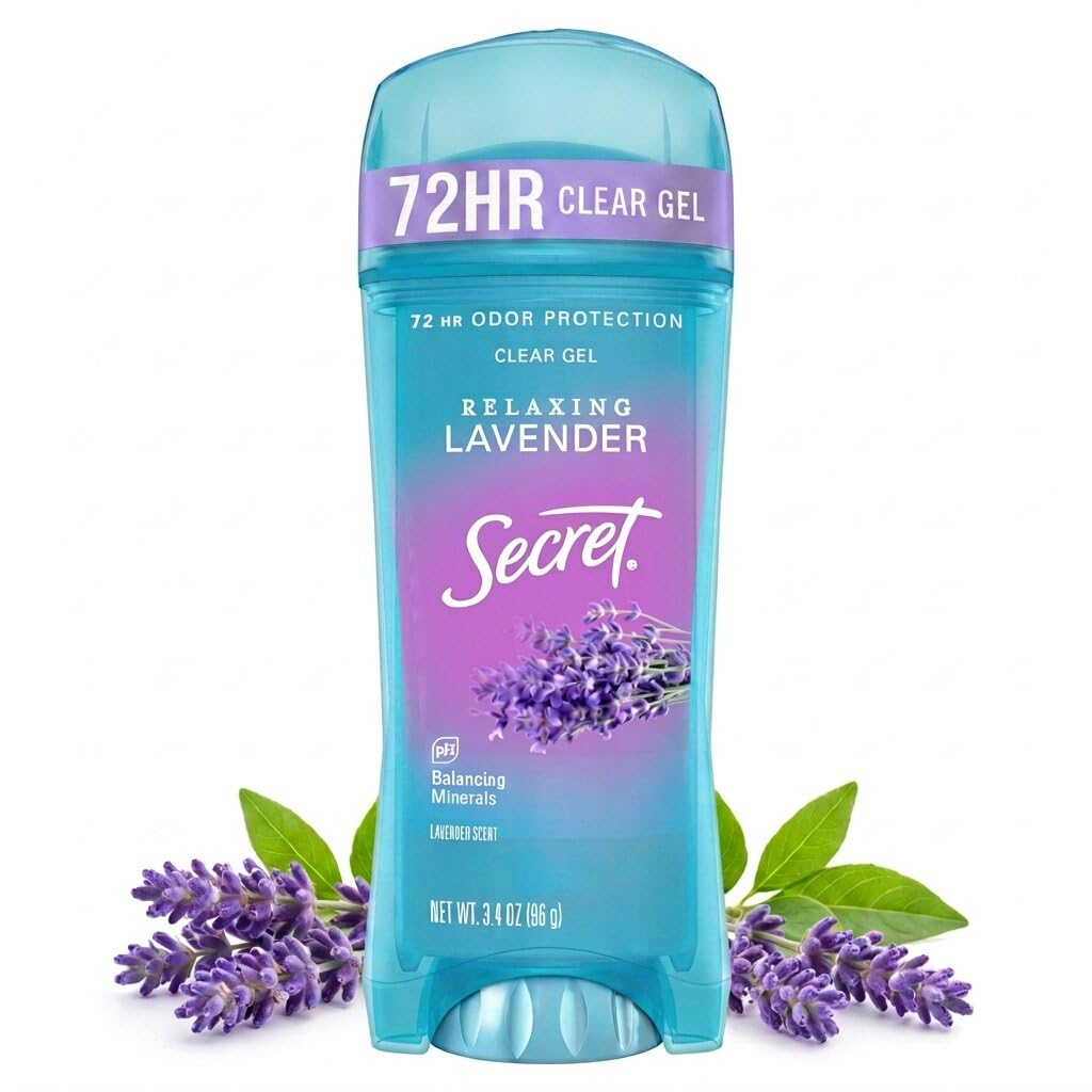 Secret Fresh Antiperspirant Deodorant for Women, 72hr Breathable Sweat & Odor Protection, Instant Freshness & Gentle, PH Balancing Minerals, Clear Gel, Relaxing Lavender Scent, 2.6 oz