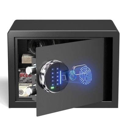 Grimtron Smart Biometric Safe - (0.80 cu. ft.) Fingerprint Lock Box with Silent Mode, Backlit Keypad and LED Light, Small Caja Fuerte with Anti-Rust and Anti-Theft
