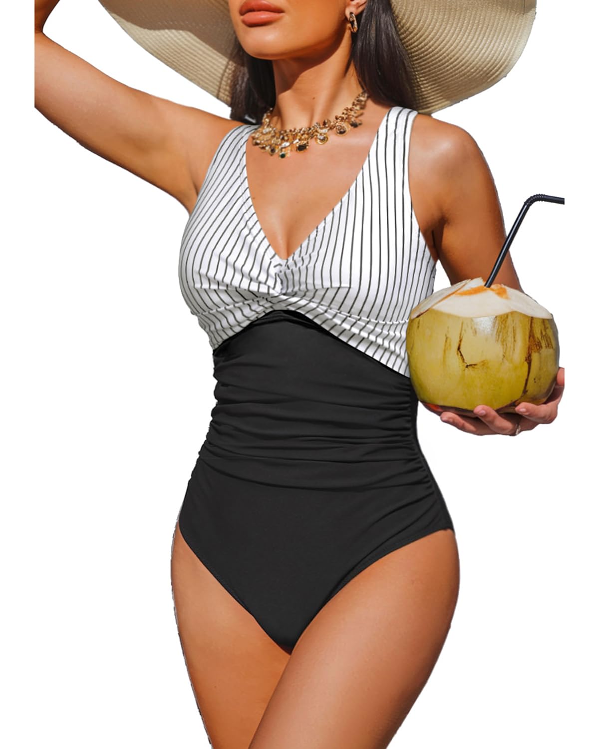 Women's Tummy Control One Piece Swimsuit Push Up Full Coverage Bathing Suit