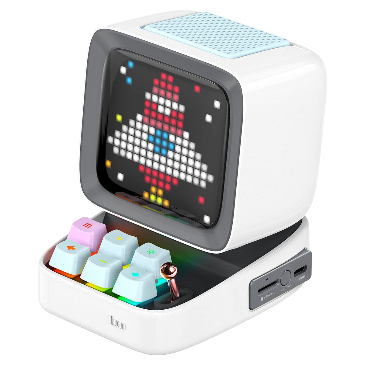Divoom Ditoo Retro Pixel Art 15W Bluetooth Speaker,Cute Speaker with Alarm,White Noise & Mini Games,Iconic Desk Setup Speaker with 16X16 LED App Controlled Front Screen,Gifts for Anyone (Pink)