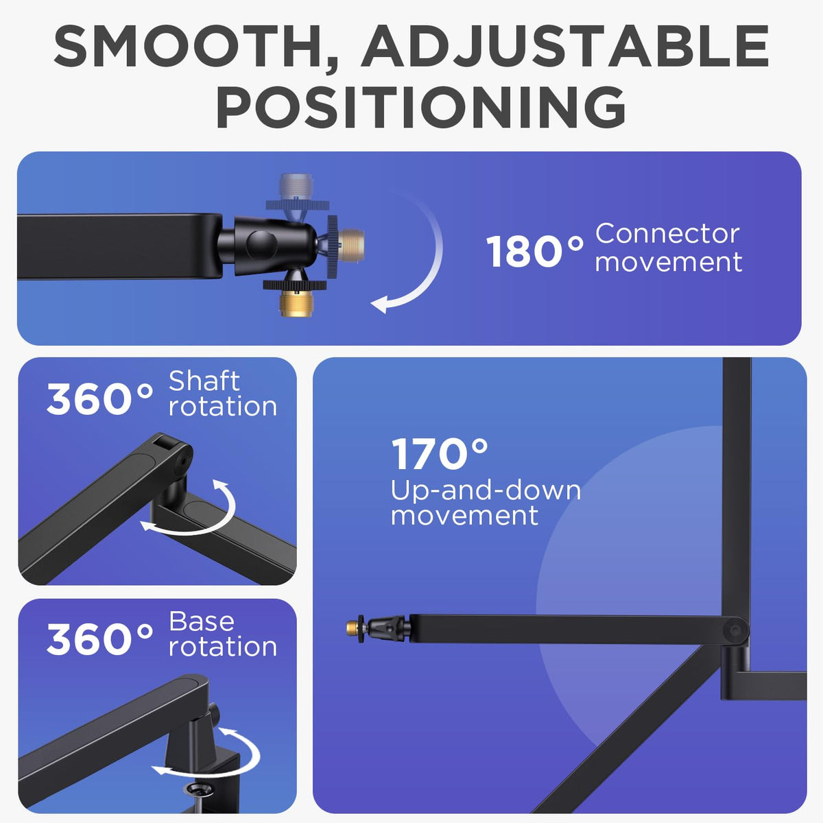 InnoGear Boom Arm Microphone Mic Stand for Blue Yeti Fifine HyperX, Black