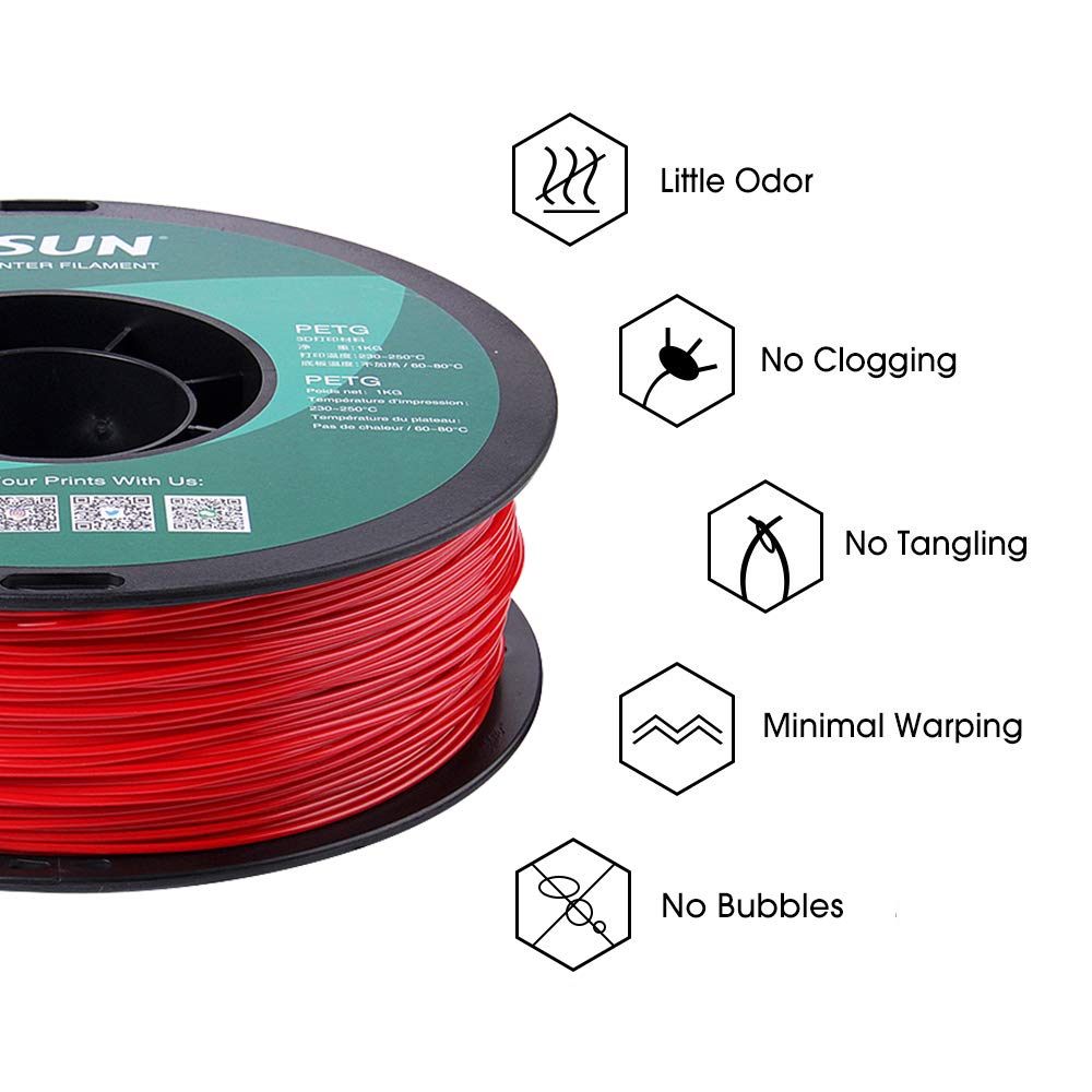 eSUN PETG Filament, Solid White, 1.55 kg