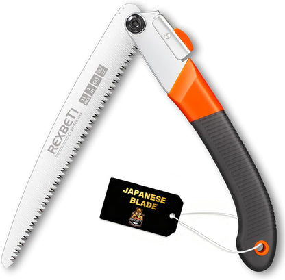 REXBETI Folding Saw, Extra Long 14 Inch Blade Backpacking Saws for Hiking Camping, Dry Wood Trimming Pruning Saw With 4 Cutting Angle Hard Teeth, Large Garden Saws with SK-5 Steel