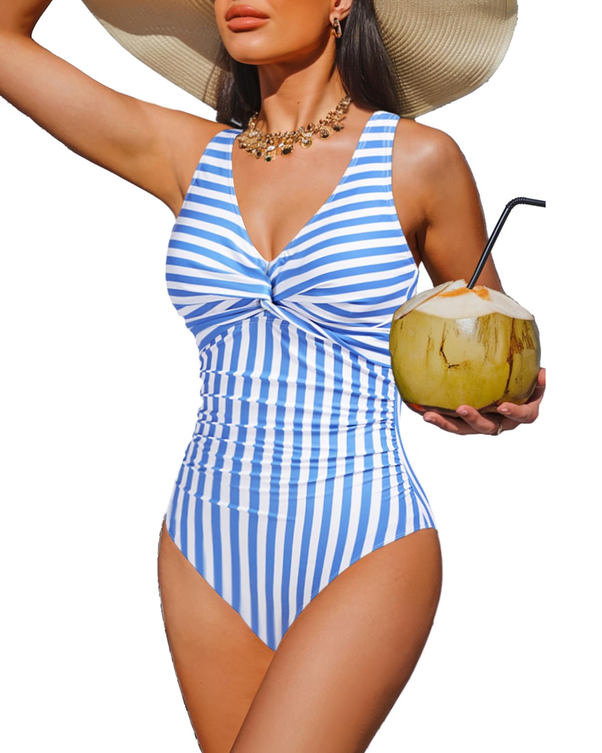 Women's Tummy Control One Piece Swimsuit Push Up Full Coverage Bathing Suit