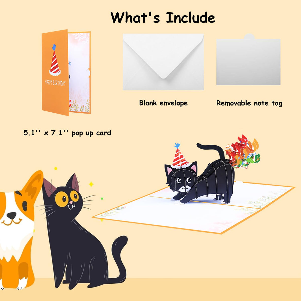 ROBBEAR Funny Happy Birthday Pop Up Card, Sweet 3D Birthday Gift Box for Adults and Kids with Envelopes, Unique Handmade Foldable Celebration Cards for Daughter, Son, Mom, Dad, Friend