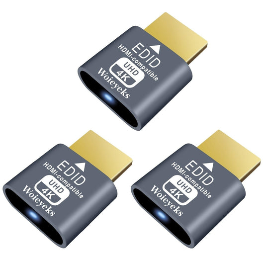 3 Pack HDMI Dummy Plug 4K HDR,Virtual Monitor EDID Emulator, Headless Display Adapter,Supports up to 4k@60Hz,1080@120Hz