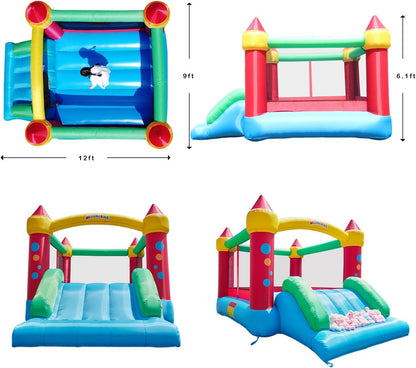 WeeOneKids Air Bounce House, Inflatable Bouncer with Air Blower and Slide, Jumping Family Backyard Bouncy Castle with Extra Thick Material (Red Yellow&Blue)