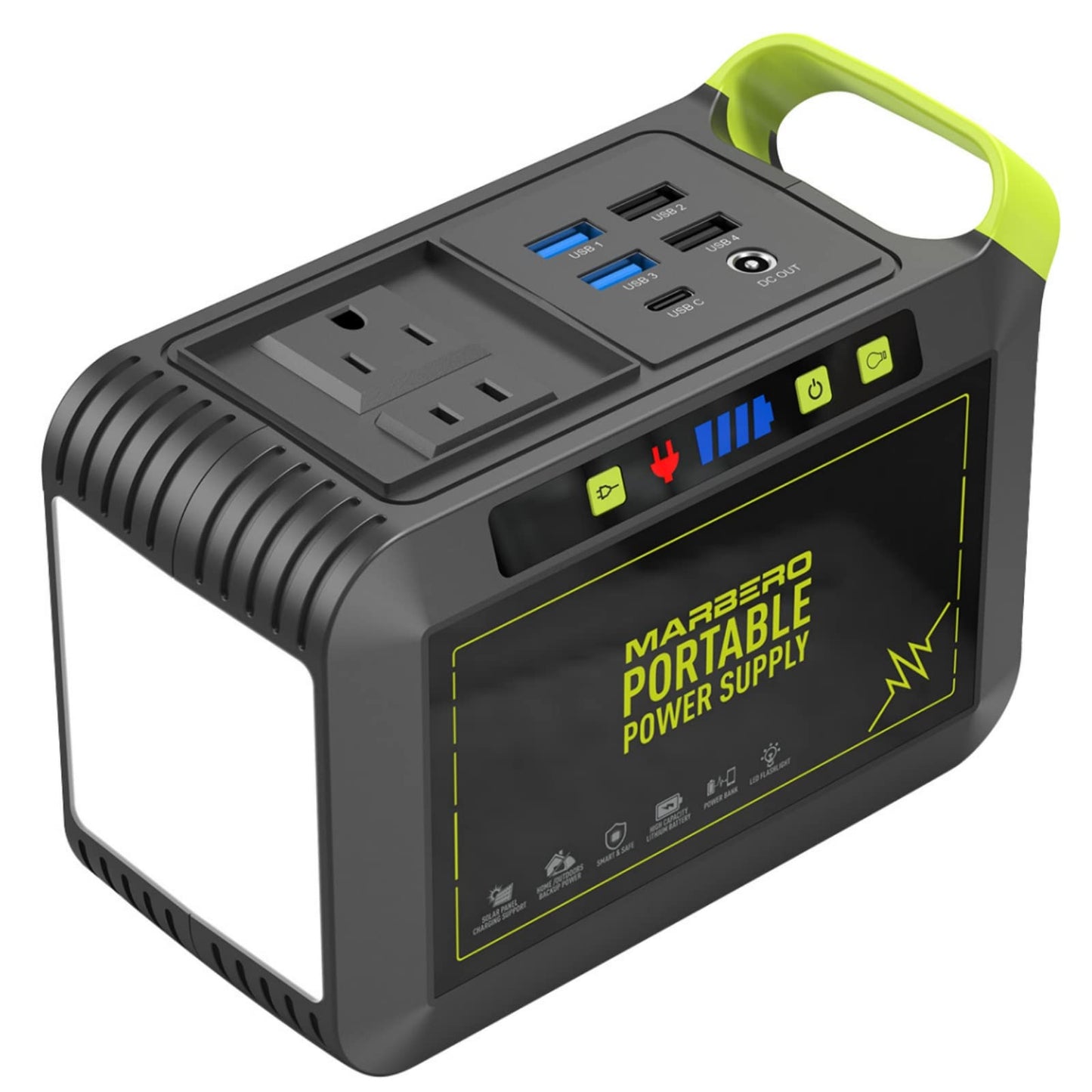 MARBERO 237Wh Solar Generator with Solar Panel Included Portable Power Station 300W Pure Sine Wave with Foldable Solar Panel 60W Set for Camping Outdoor Hiking Fishing Emergency