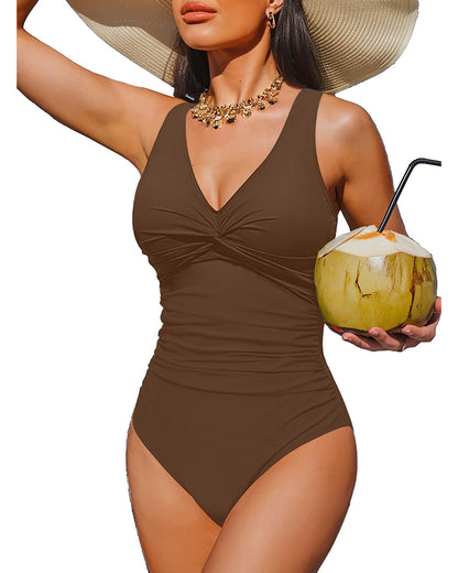 Women's Tummy Control One Piece Swimsuit Push Up Full Coverage Bathing Suit