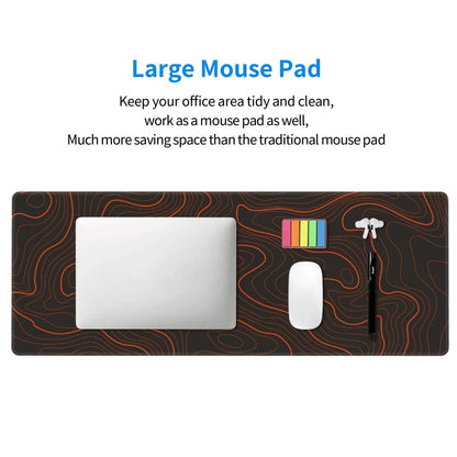 Gaming Mouse Pad, Large Black and Green Line Topographic Mousepad Laptop, Extended Mouse Mat, Long XL Waterproof Keyboard Pads, Big Non-Slip Mousepads for Game Office Home, 31.5 x 11.8 in