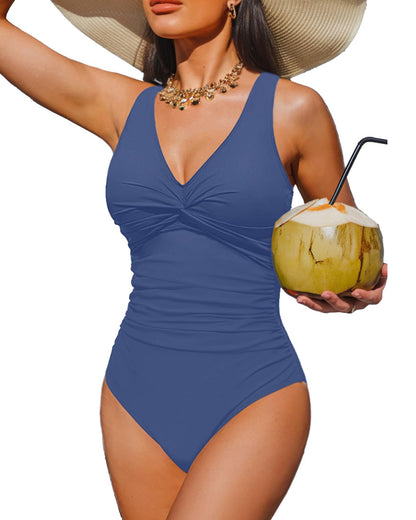 Women's Tummy Control One Piece Swimsuit Push Up Full Coverage Bathing Suit