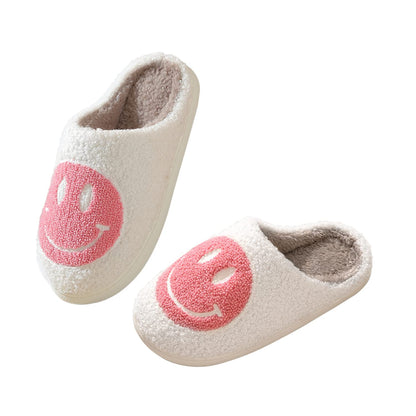 Smile Face Slippers fpr Women Happy face slippers Retro Soft Plush Warm Slip-on Slippers, Cozy Indoor Outdoor Slippers