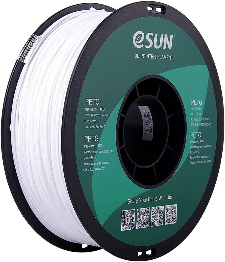 eSUN PETG Filament, Solid White, 1.55 kg