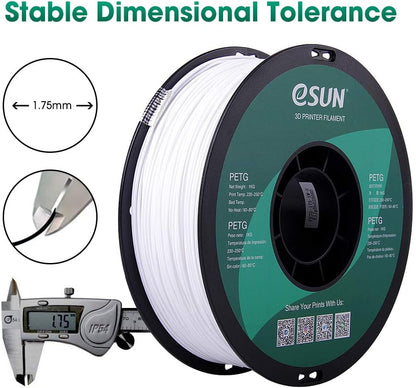 eSUN PETG Filament, Solid White, 1.55 kg