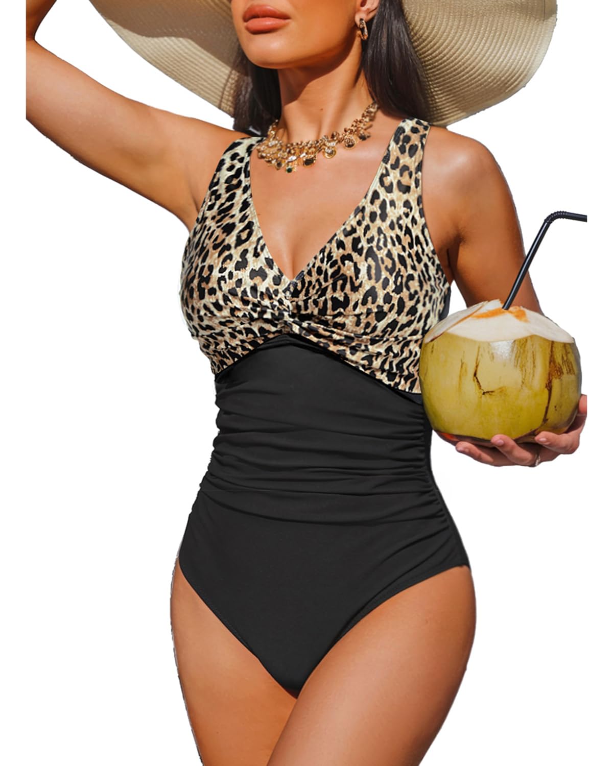 Women's Tummy Control One Piece Swimsuit Push Up Full Coverage Bathing Suit