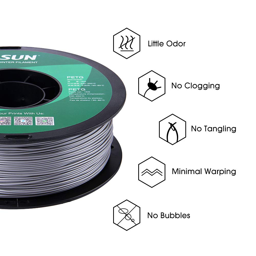 eSUN PETG Filament, Solid White, 1.55 kg