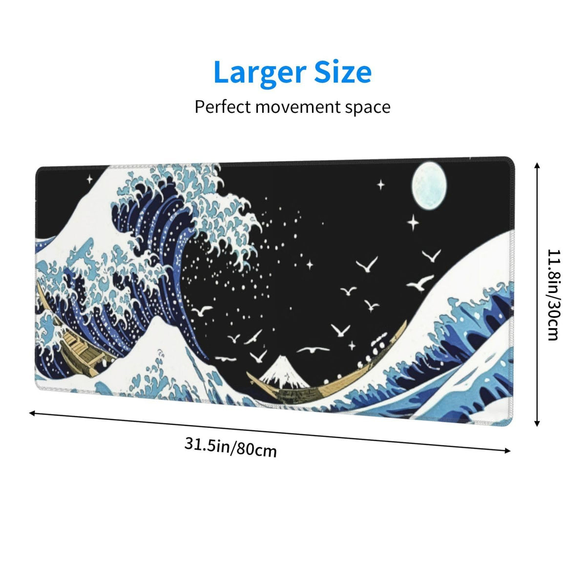 Gaming Mouse Pad, Large Black and Green Line Topographic Mousepad Laptop, Extended Mouse Mat, Long XL Waterproof Keyboard Pads, Big Non-Slip Mousepads for Game Office Home, 31.5 x 11.8 in