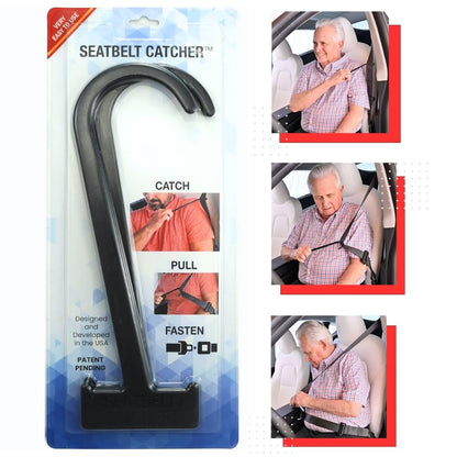 Seatbelt Catcher Seat Belt Aid Grabber - for Elderly & Disabled, Seatbelt Reacher Tool for Seniors with Back, Shoulder, or Elbow Injury, Easy Reach Mobility & Daily Living Aid, 2 Pack, Black
