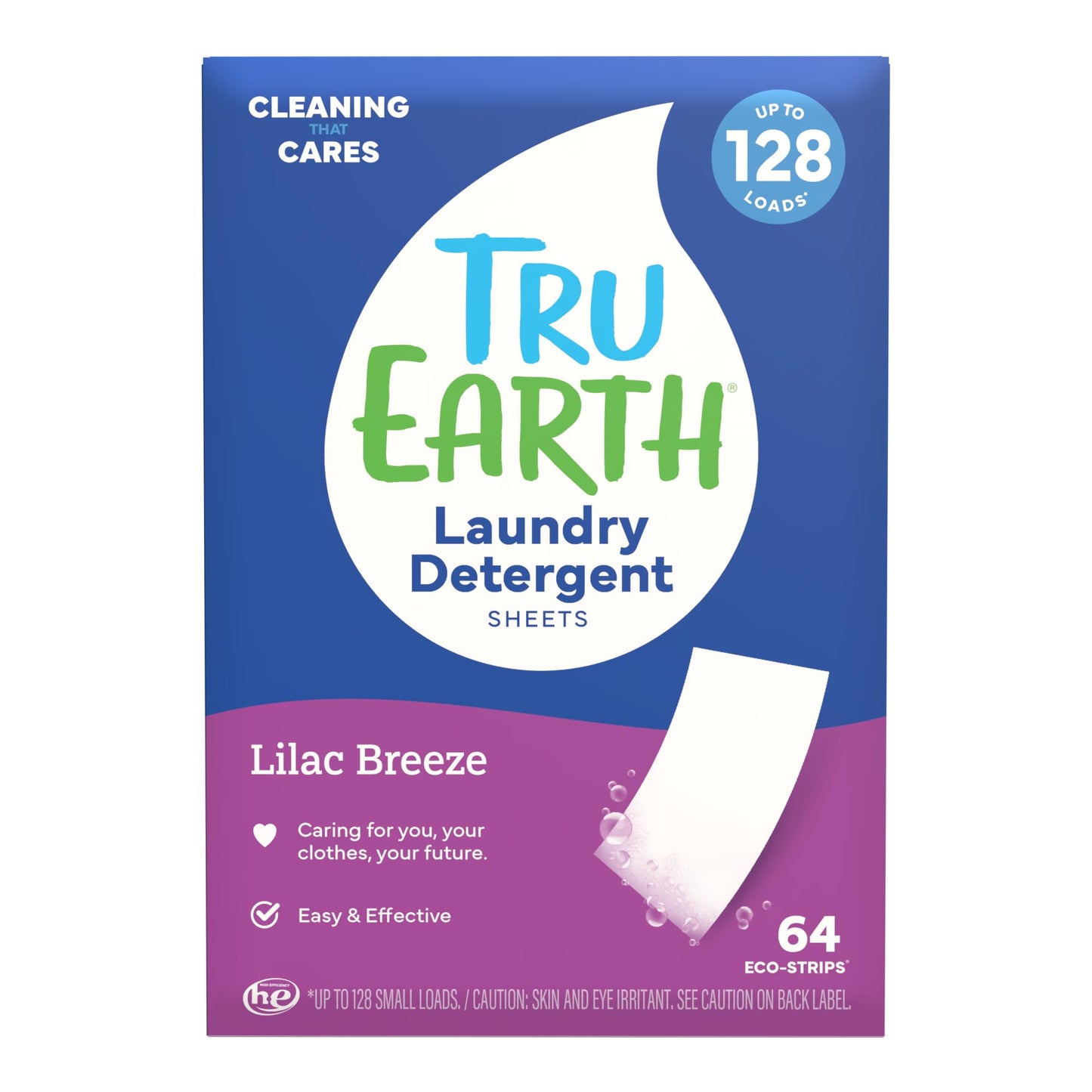 Tru Earth Compact Dry Laundry Detergent - Up to 128 Loads (64 Sheets) - Paraben-Free - Original Eco-Strip Liquidless Detergent, Travel - Fresh Linen | Packaging May Vary