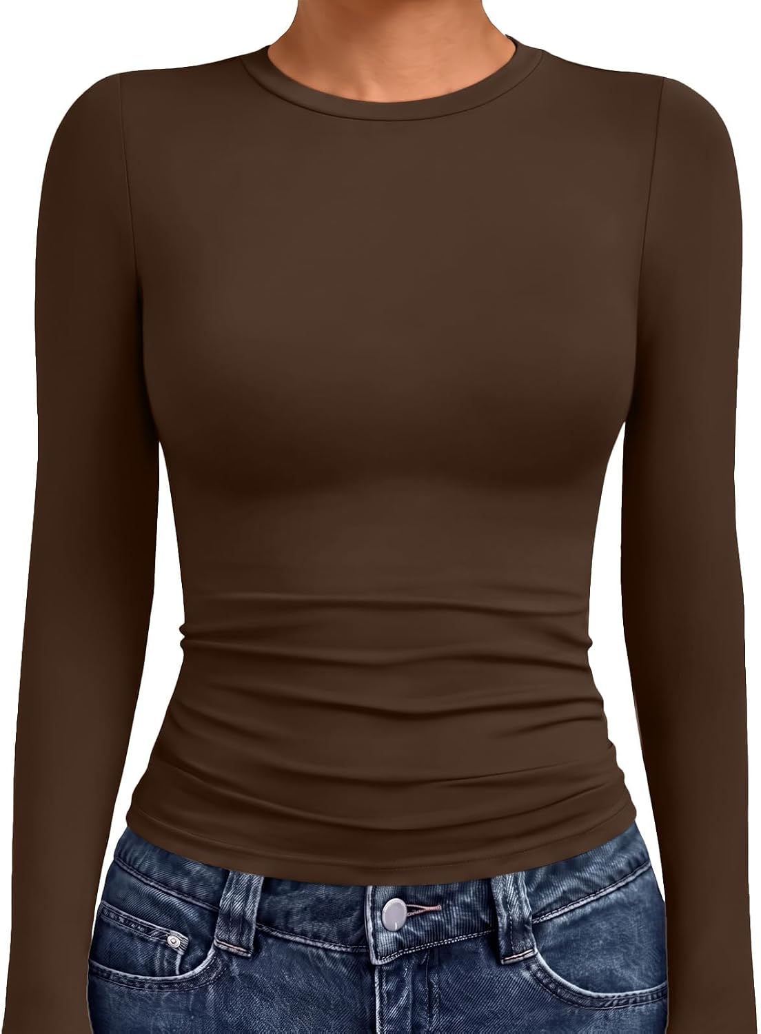 AUTOMET Womens Crew Neck Long Sleeve Shirts Compression Underscrubs Tops