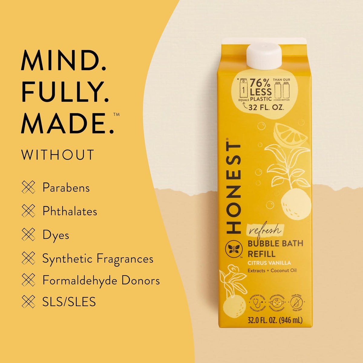 The Honest Company Bubble Bath, Hypoallergenic, Lavender Calm, 12 fl oz