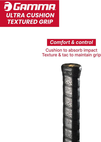 GAMMA Sports Tennis Racquet Ultra Cushion Replacement Grip – Contoured Multi Black with Textured Perforations for Enhanced Absorption, Comfort, and Control