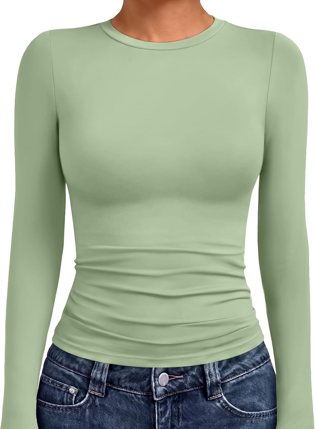 AUTOMET Womens Crew Neck Long Sleeve Shirts Compression Underscrubs Tops