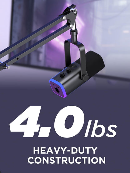 InnoGear Boom Arm Microphone Mic Stand for Blue Yeti Fifine HyperX, Black