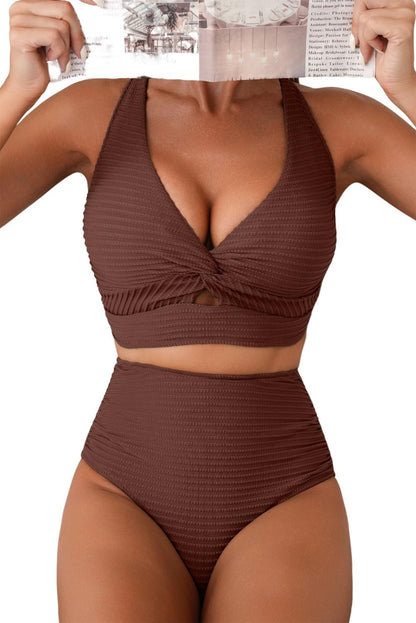 Herseas Womens Textured Bikini Sets 2 Piece Twist Front Top Sexy Swimsuits