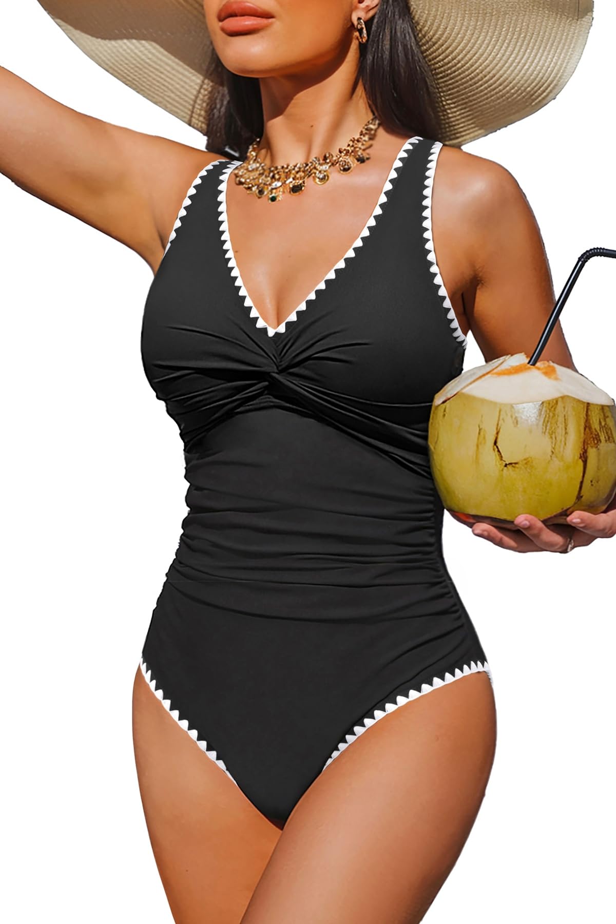 Women's Tummy Control One Piece Swimsuit Push Up Full Coverage Bathing Suit