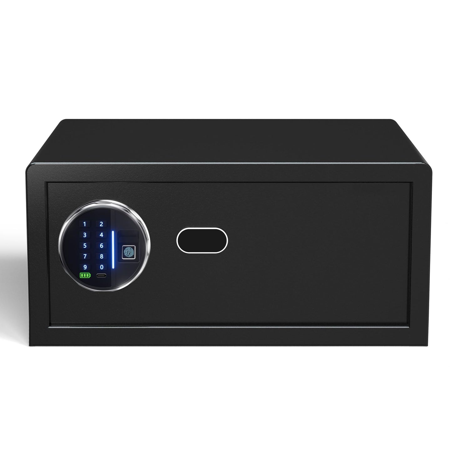 Grimtron Smart Biometric Safe - (0.80 cu. ft.) Fingerprint Lock Box with Silent Mode, Backlit Keypad and LED Light, Small Caja Fuerte with Anti-Rust and Anti-Theft