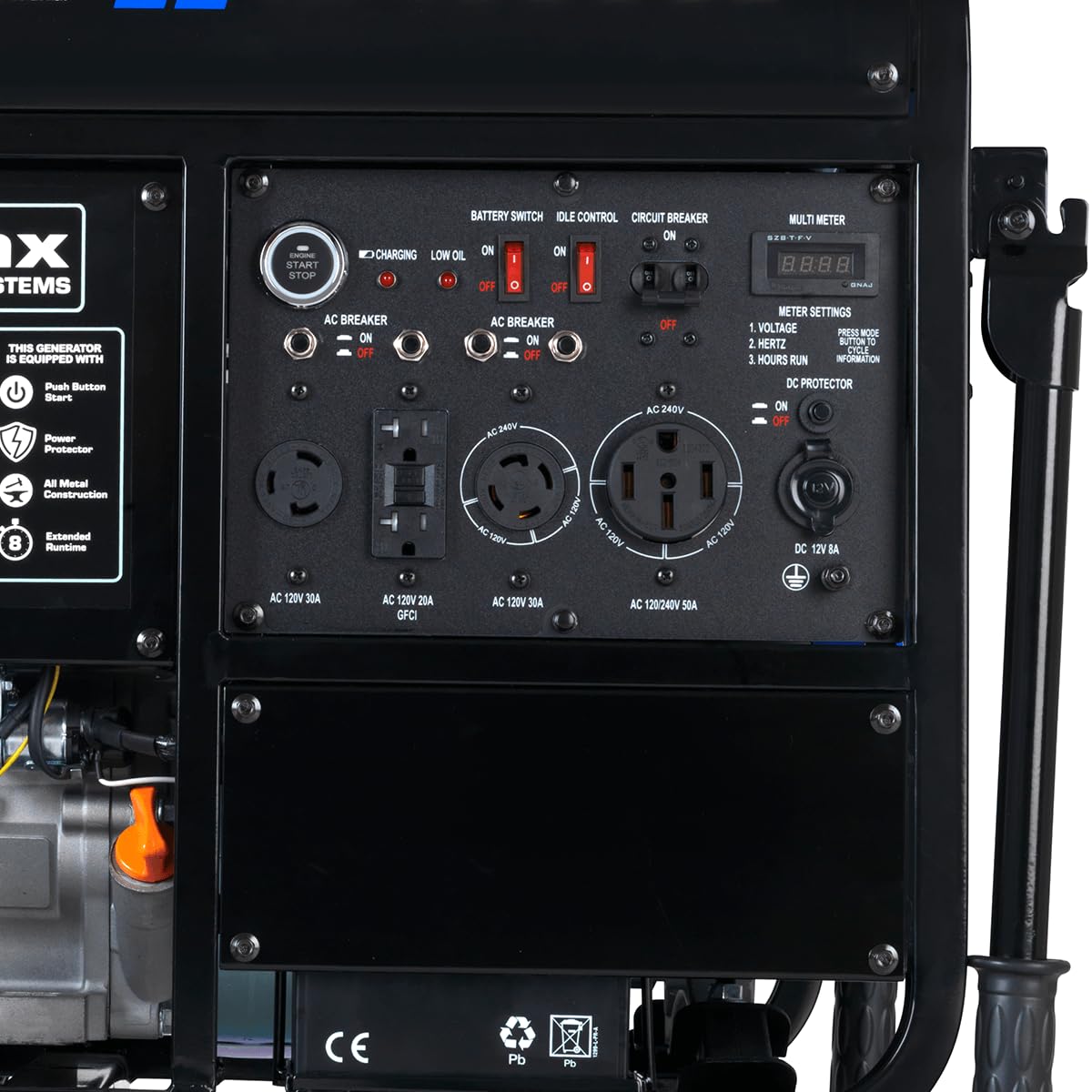 DuroMax XP13000EH 13,000-Watt Dual Fuel Portable Generator - Gas & Propane, Electric Start, Whole Home Backup Power, Transfer Switch Ready, RV & Emergency Ready