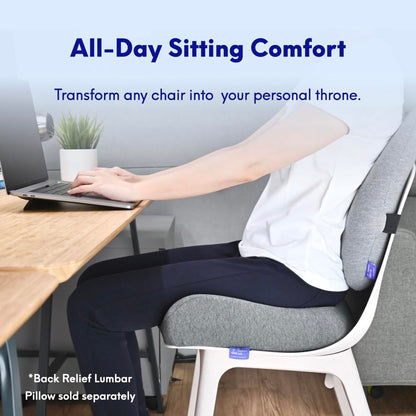 C CUSHION LAB Patented Pressure Relief Seat Cushion for Long Sitting Hours on Office/Home Chair, Car, Wheelchair - Extra-Dense Memory Foam for Hip, Tailbone, Coccyx, Sciatica - Light Grey