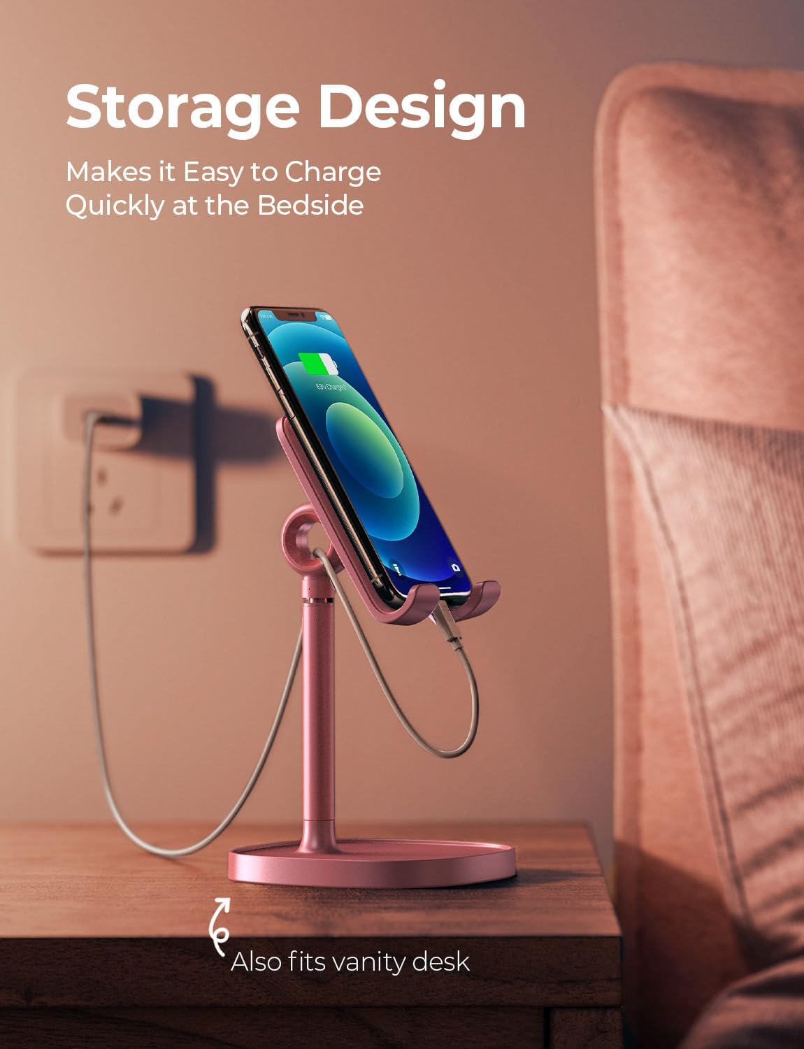 LISEN Desk Phone Stand Holder, iPhone Stand Pink Gifts for Women Girls