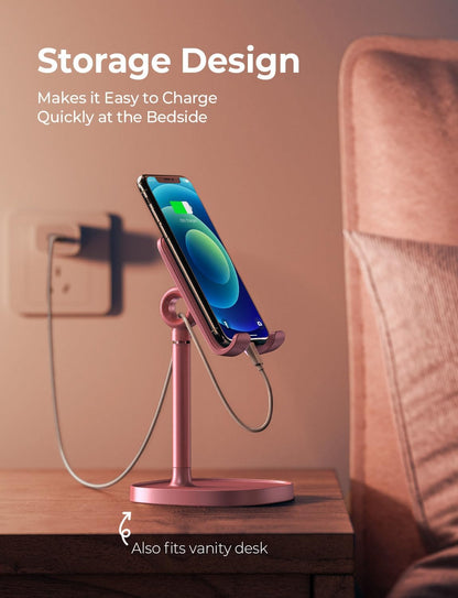 LISEN Desk Phone Stand Holder, iPhone Stand Pink Gifts for Women Girls