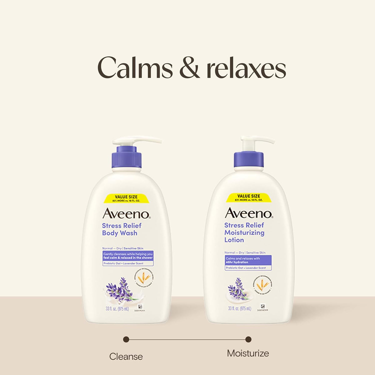 Aveeno Stress Relief Moisturizing Body Lotion, Lavender Scent, 33 fl. oz