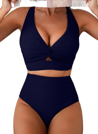 Herseas Womens Textured Bikini Sets 2 Piece Twist Front Top Sexy Swimsuits