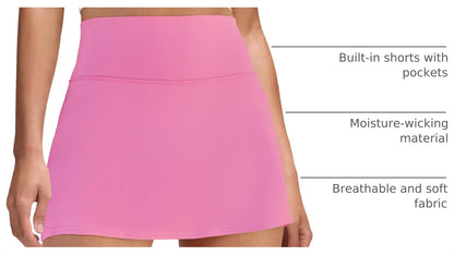 DLOODA Womens Skort Tennis Skirt with Pocket Shorts