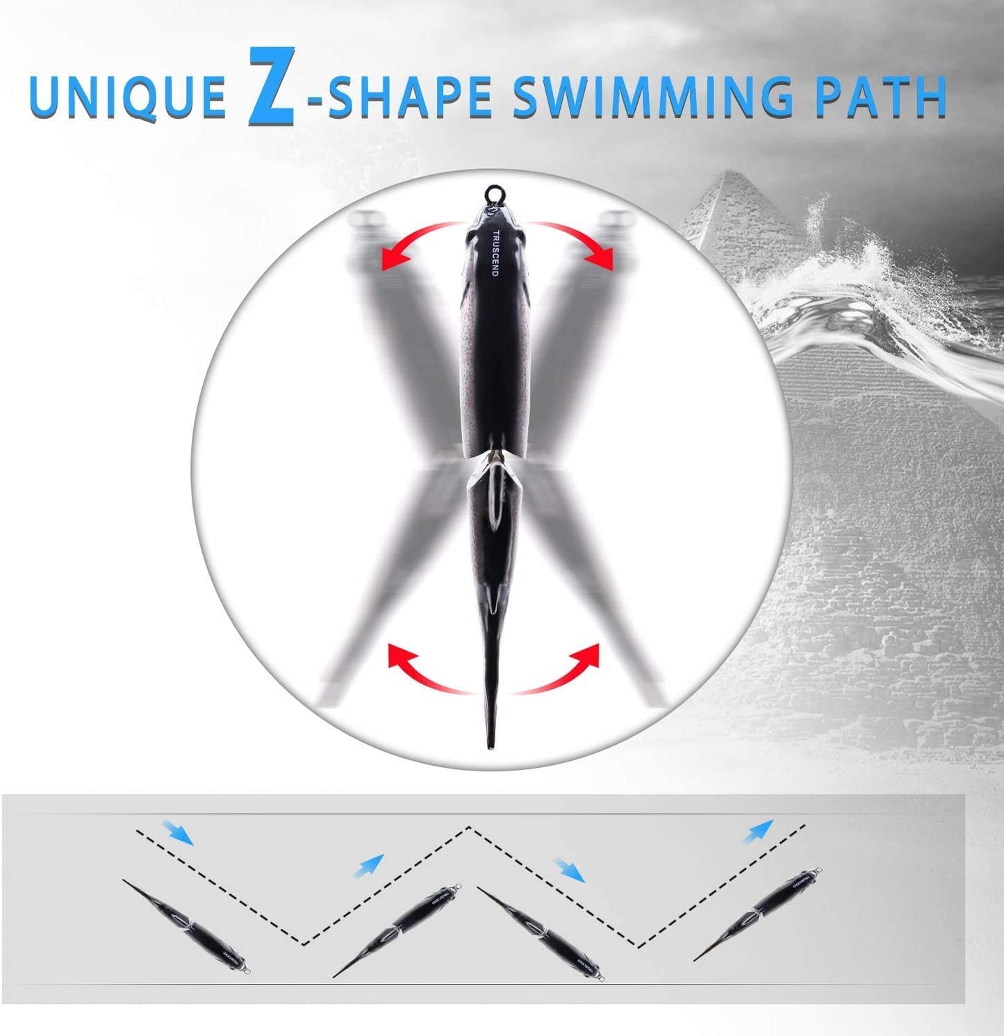 TRUSCEND Easy Catch Swimmax, Magic Noisy Turbulent Wiggling and Vibrating Action for More Bites, Lifelike Fishing Lures for All Species, Swimbait for Relax Family Fishing, Must-Have for Lovely Anglers