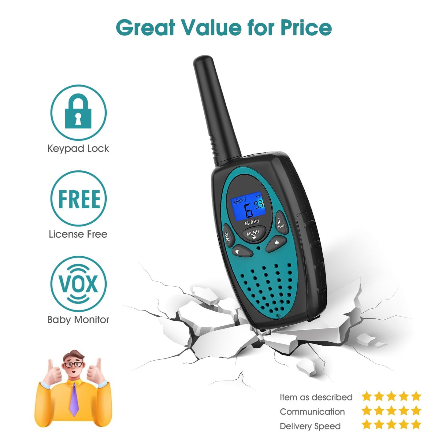 Two Way Radios for Adults, Topsung M880 FRS Walkie Talkie Long Range with VOX Belt Clip/Hands Free Walki Talki with Noise Cancelling for Women Kids Camping Hiking Cruise Ship (Orange 2 in 1)