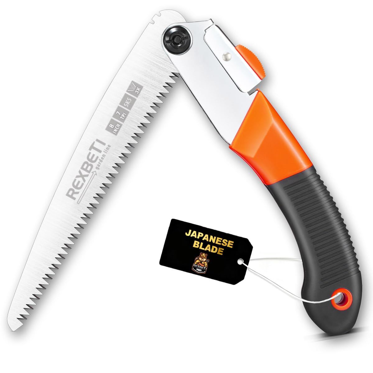 REXBETI Folding Saw, Extra Long 14 Inch Blade Backpacking Saws for Hiking Camping, Dry Wood Trimming Pruning Saw With 4 Cutting Angle Hard Teeth, Large Garden Saws with SK-5 Steel