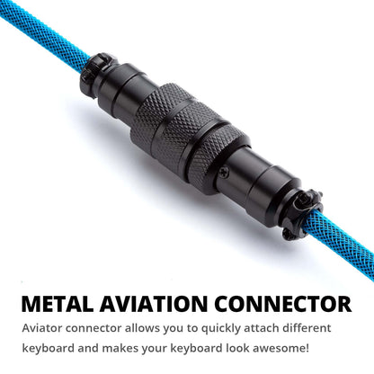 GUNMJO Pro Custom Coiled USB C Cable for Gaming Keyboard, Double-Sleeved Mechanical Keyboard Cable with Detachable Metal Aviator, 1.5M USB-C to USB-A, Carbon Black Color