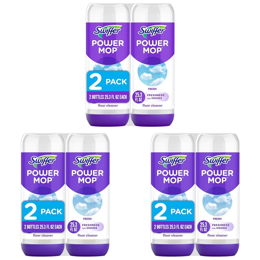 Swiffer Power Mop Refill Solution, Floor Cleaner for Mopping Tile, Vinyl, Laminate, Wood in Home, Bathroom, Kitchen, All Purpose Multi-Surface Solution for Floor Cleaning, Lavender Scent, 50.6oz