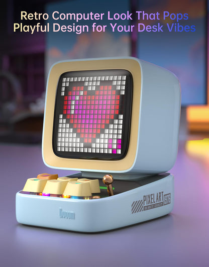 Divoom Ditoo Retro Pixel Art 15W Bluetooth Speaker,Cute Speaker with Alarm,White Noise & Mini Games,Iconic Desk Setup Speaker with 16X16 LED App Controlled Front Screen,Gifts for Anyone (Pink)