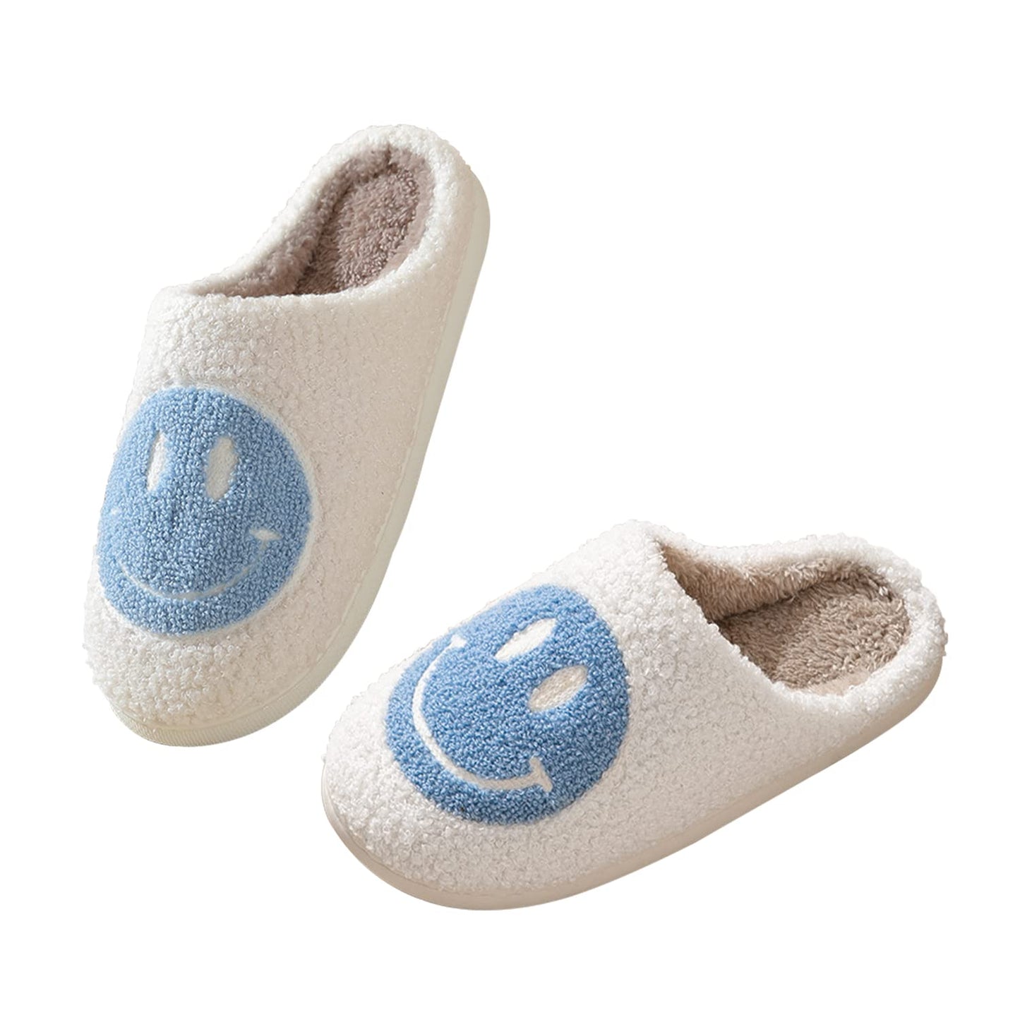 Smile Face Slippers fpr Women Happy face slippers Retro Soft Plush Warm Slip-on Slippers, Cozy Indoor Outdoor Slippers