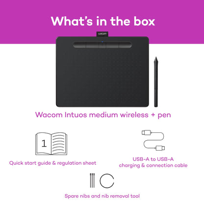 Wacom Intuos Small, Wired Graphic Drawing Tablet with Pen + Software