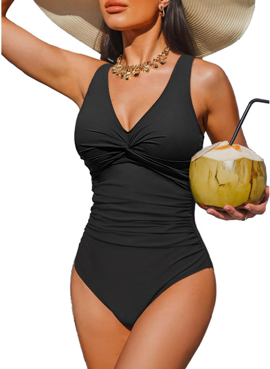 Women's Tummy Control One Piece Swimsuit Push Up Full Coverage Bathing Suit