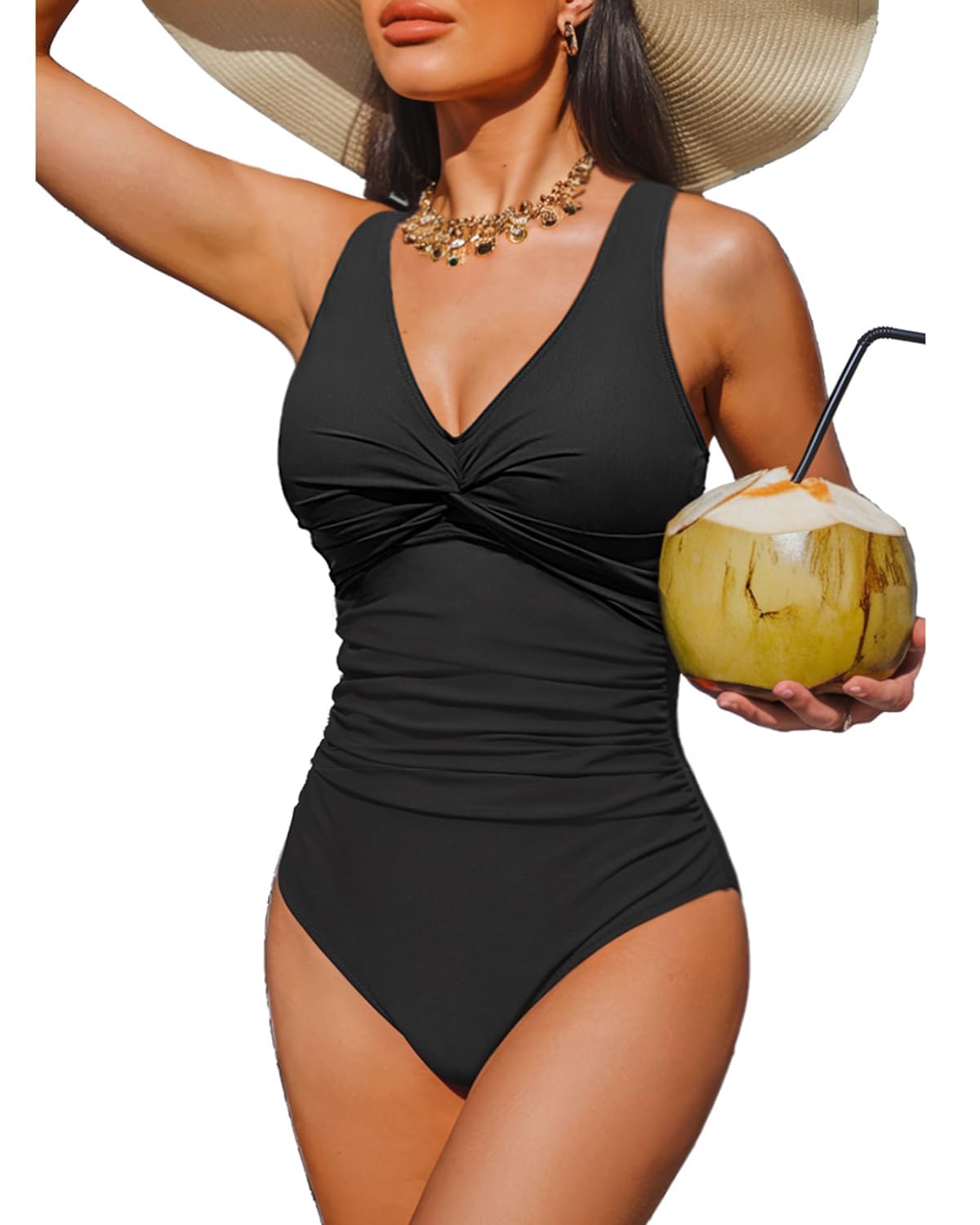 Women's Tummy Control One Piece Swimsuit Push Up Full Coverage Bathing Suit