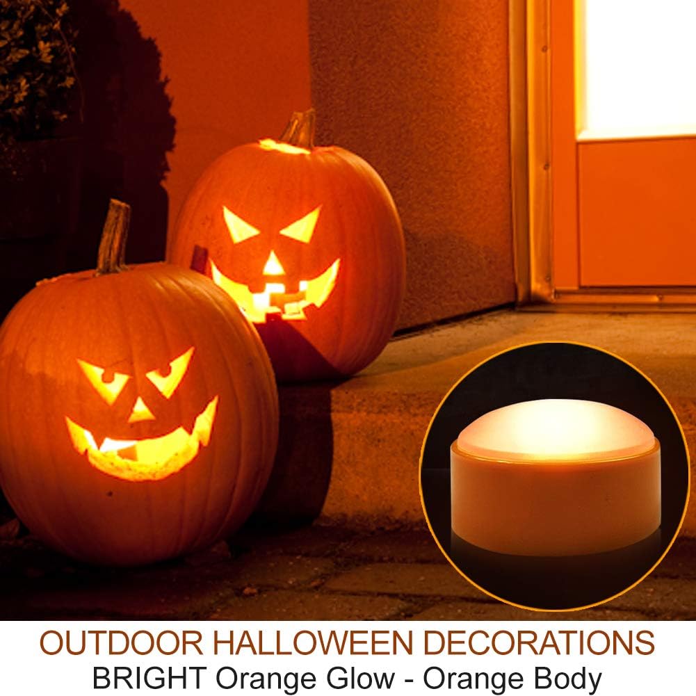 2-Pack Halloween Pumpkin Lights with Remote/Timer - Orange Pumpkin Lights LED Battery Operated Halloween Decor - Jack-O-Lantern Outdoor Decorations