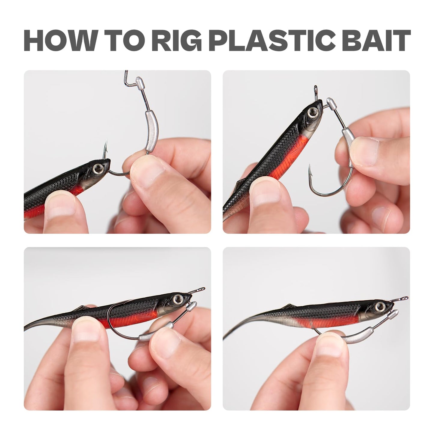 Weighted Swimbait Hooks with Molded Bait Keeper, Equipped with Weedless EWG Worm Fishing Hooks 2/0 3/0 4/0 5/0 1/16 1/8 3/16 1/4oz (15 PCs)